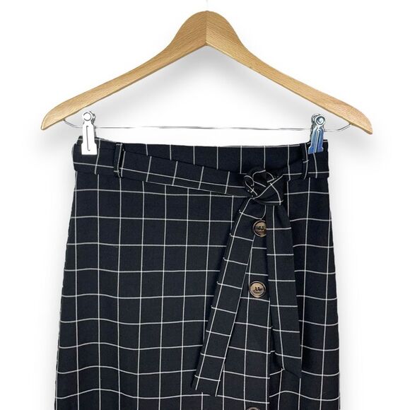 Mustard Seed Retro Windowpane Check Tie-Waist Midi Skirt - Picture 8 of 10